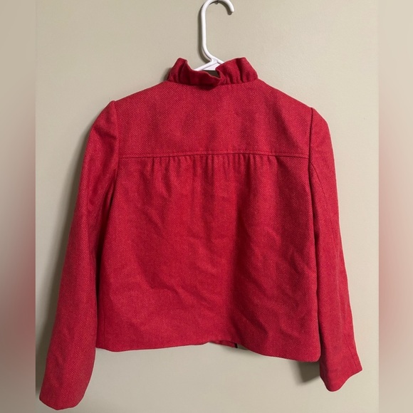J Crew Fiona Womens Pinkish Red Wool Herringbone Sport Coat Blazer Jacket Size 2 - Picture 2 of 6